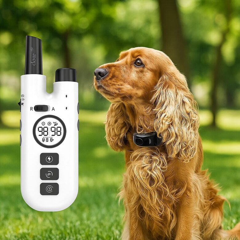 Suņu dresūras kakla siksna ar pulti+ pretriešanas siksna (divi vienā - komplekts),800m distance, skaņa, vibrācija, elektro impulss, uzlādējama, mazu un lielu šķirņu suņiem